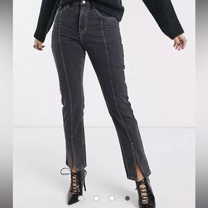 Topshop split hem straight leg jeans in washed black Very flattering Size 26 EUC